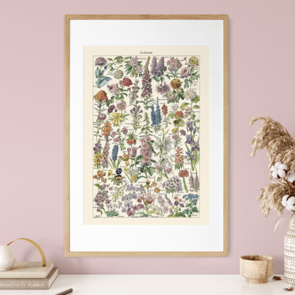 Fleurs - Kwiaty – plakat vintage we wnętrzu