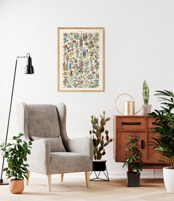 Fleurs - Kwiaty – plakat vintage we wnętrzu