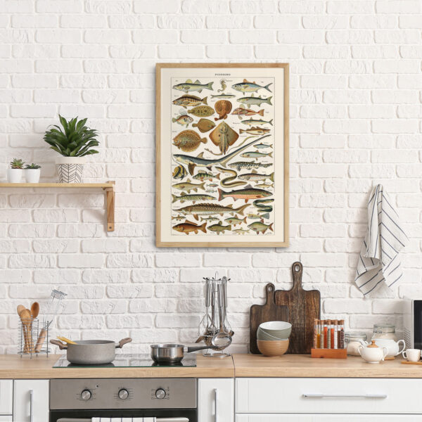 Poissons - Ryby – plakat vintage we wnętrzu