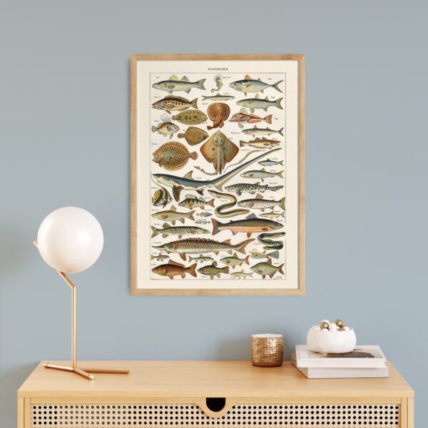 Poissons - Ryby – plakat vintage we wnętrzu